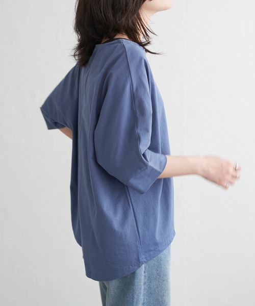 VENCEEXCHANGE(ヴァンスエクスチェンジ)の「5分袖プルオーバー(Tシャツ/カットソー・レディース・ブルー/ブラック/オリーブ/ベージュ/レッド・L/M/S)」の9枚目の写真