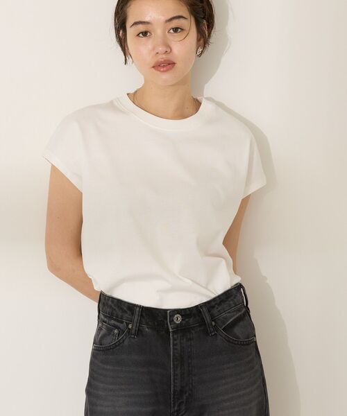 AMERICAN HOLIC(アメリカンホリック)の「きれいめフレンチスリーブコットンプルオーバー(Tシャツ/カットソー・レディース・モカ/オフホワイト/ブラック/ライトブルー/その他6・M/L)」の3枚目の写真