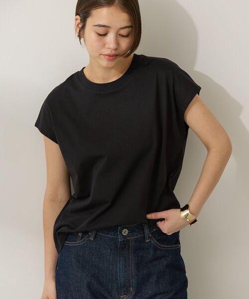 AMERICAN HOLIC(アメリカンホリック)の「きれいめフレンチスリーブコットンプルオーバー(Tシャツ/カットソー・レディース・モカ/オフホワイト/ブラック/ライトブルー/その他6・M/L)」の1枚目の写真