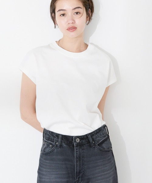 AMERICAN HOLIC(アメリカンホリック)の「きれいめフレンチスリーブコットンプルオーバー(Tシャツ/カットソー・レディース・モカ/オフホワイト/ブラック/ライトブルー/その他6・M/L)」の6枚目の写真