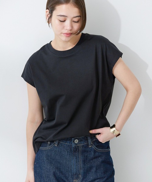 AMERICAN HOLIC(アメリカンホリック)の「きれいめフレンチスリーブコットンプルオーバー(Tシャツ/カットソー・レディース・モカ/オフホワイト/ブラック/ライトブルー/その他6・M/L)」の7枚目の写真