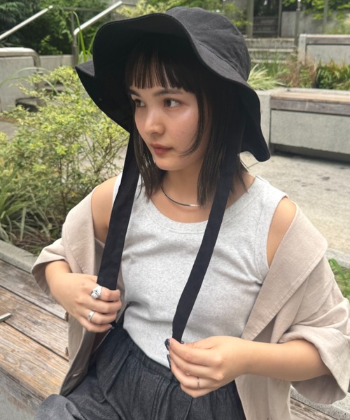 CIAOPANIC TYPY（チャオパニックティピー）の「【UV】アソート柄紐付きHAT（ハット・レディース・ブラック/オフホワイト/ブラウン・ONE SIZE）」の3枚目の写真