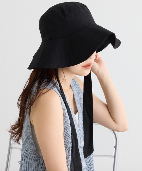 CIAOPANIC TYPY（チャオパニックティピー）の「【UV】アソート柄紐付きHAT（ハット・レディース・ブラック/オフホワイト/ブラウン・ONE SIZE）」の5枚目の写真