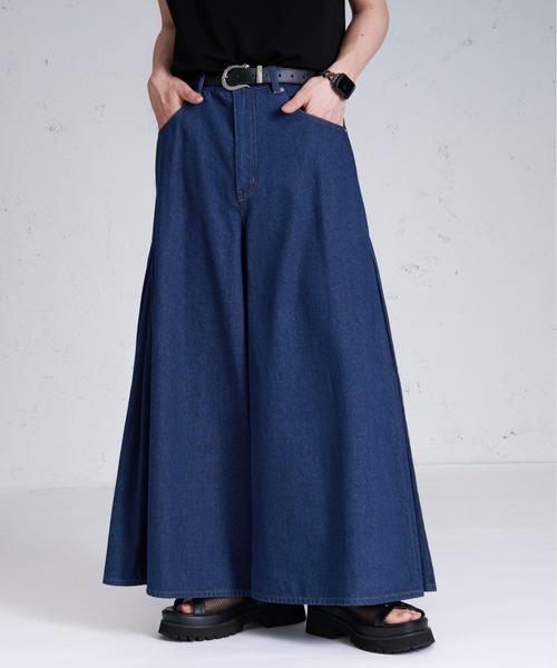 Ellno Loset(エルノロゼット)の「スーパーフレアバギーデニム(デニムパンツ・メンズ・ネイビー/ブラック・マルチサイズ)」の2枚目の写真