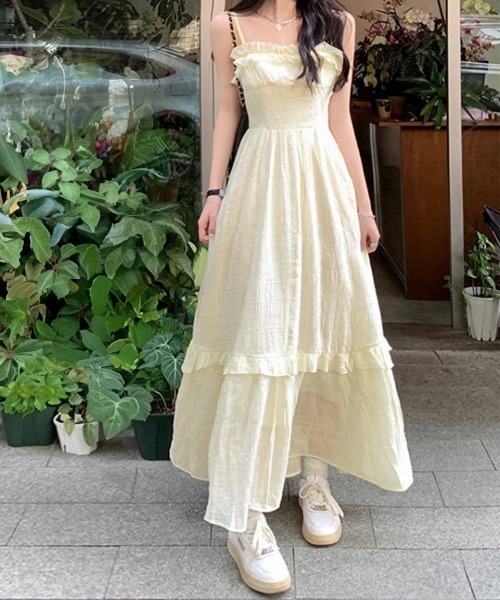 Miniministore(ミニミニストア)の「キャミワンピース ティアードワンピロング(ワンピース・レディース・アイボリー・L/M)」の3枚目の写真
