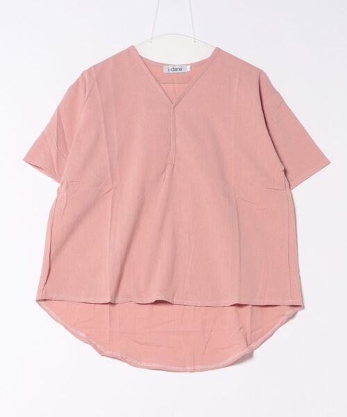 i-dare(アイディア)の「【i-dare】Vネック スキッパーデザイン 半袖 ブラウス(シャツ/ブラウス・レディース・ピンク/グリーン/ホワイト/ブラック/アイボリー・X-LARGE/LARGE/MEDIUM)」の10枚目の写真