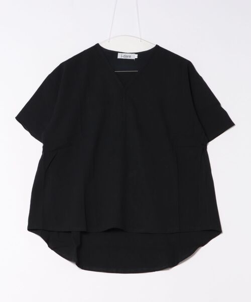 i-dare(アイディア)の「【i-dare】Vネック スキッパーデザイン 半袖 ブラウス(シャツ/ブラウス・レディース・ピンク/グリーン/ホワイト/ブラック/アイボリー・X-LARGE/LARGE/MEDIUM)」の8枚目の写真
