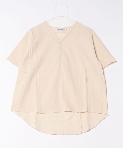 i-dare(アイディア)の「【i-dare】Vネック スキッパーデザイン 半袖 ブラウス(シャツ/ブラウス・レディース・ピンク/グリーン/ホワイト/ブラック/アイボリー・X-LARGE/LARGE/MEDIUM)」の11枚目の写真