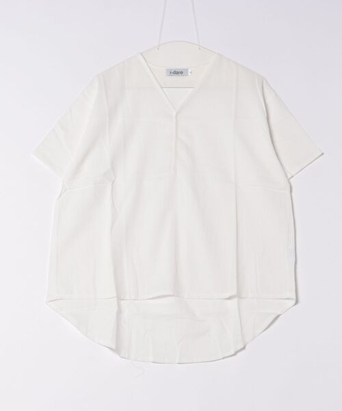i-dare(アイディア)の「【i-dare】Vネック スキッパーデザイン 半袖 ブラウス(シャツ/ブラウス・レディース・ピンク/グリーン/ホワイト/ブラック/アイボリー・X-LARGE/LARGE/MEDIUM)」の12枚目の写真