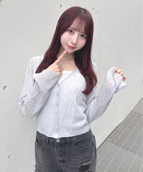 one way(ワンウェイ)の「スパンコールニットカーディガン(カーディガン/ボレロ・レディース・ブルー/オフホワイト/イエロー/ネイビー・FREE)」の3枚目の写真