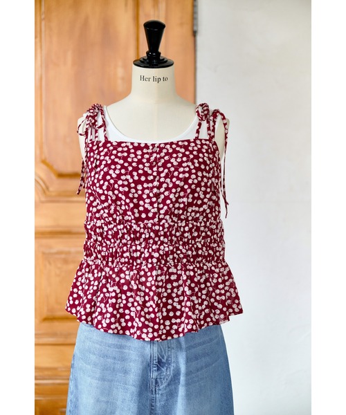 トップス Herlipto Cherry Pattern Strap Top M 8月中旬発送】Cherry Pattern Strap Top