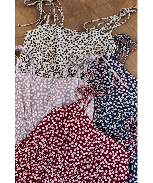 8月中旬発送】Cherry Pattern Strap Top