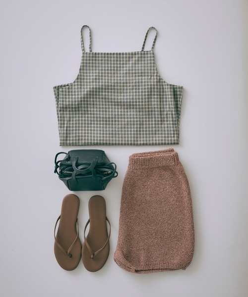 ブラウス シャツ Back Open Checked Camisole レディース EN NEUME（エンノイム）の「Back Open Checked Camisole（シャツ