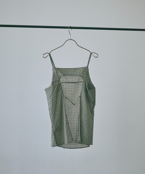ブラウス シャツ Back Open Checked Camisole レディース EN NEUME（エンノイム）の「Back Open Checked Camisole（シャツ