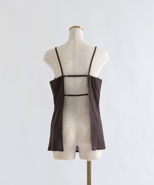 ブラウス シャツ Back Open Checked Camisole レディース EN NEUME（エンノイム）の「Back Open Checked Camisole（シャツ