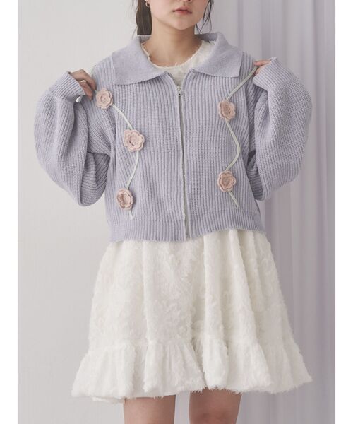 メリー花子 セール】お花咲いたzipニットカーディガン（カーディガン/ボレロ