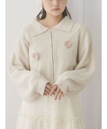 merry jenny | お花咲いたzipニットカーディガン(カーディガン/ボレロ)