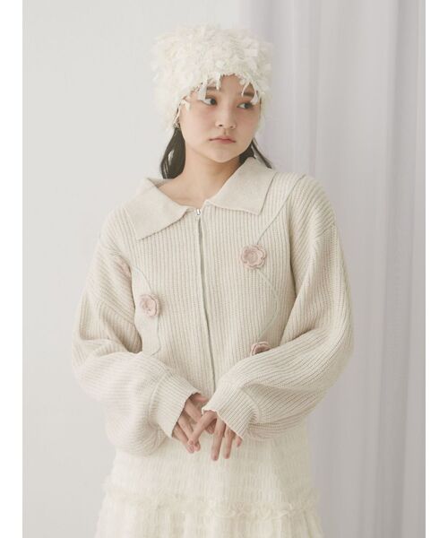 merry jenny（メリージェニー）の「お花咲いたzipニットカーディガン（カーディガン/ボレロ・レディース・アイボリー/ブルー/ピンク・FREE）」の18枚目の写真