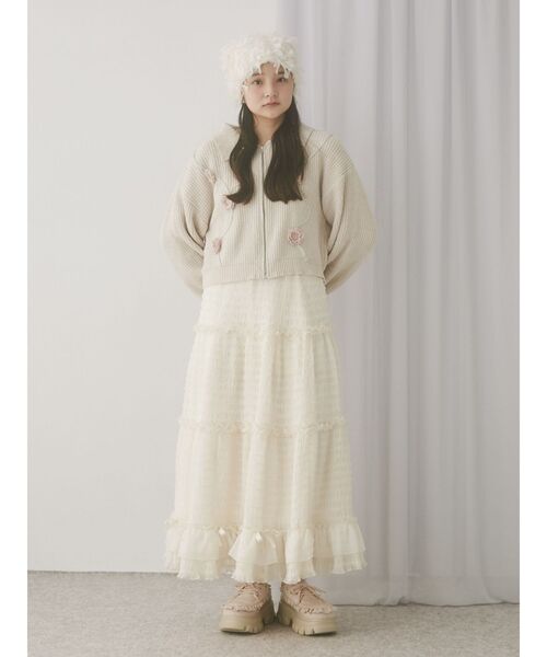 merry jenny（メリージェニー）の「お花咲いたzipニットカーディガン（カーディガン/ボレロ・レディース・アイボリー/ブルー/ピンク・FREE）」の4枚目の写真