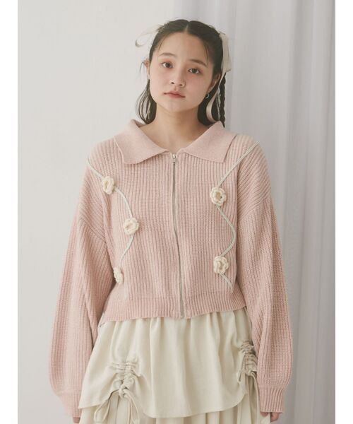 merry jenny（メリージェニー）の「お花咲いたzipニットカーディガン（カーディガン/ボレロ・レディース・アイボリー/ブルー/ピンク・FREE）」の16枚目の写真