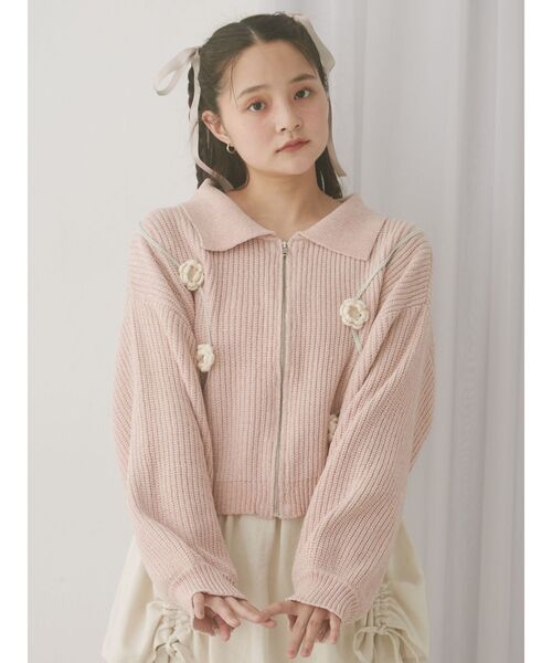 merry jenny（メリージェニー）の「お花咲いたzipニットカーディガン（カーディガン/ボレロ・レディース・アイボリー/ブルー/ピンク・FREE）」の11枚目の写真