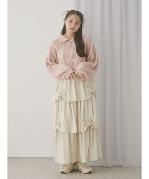 merry jenny（メリージェニー）の「お花咲いたzipニットカーディガン（カーディガン/ボレロ・レディース・アイボリー/ブルー/ピンク・FREE）」の15枚目の写真