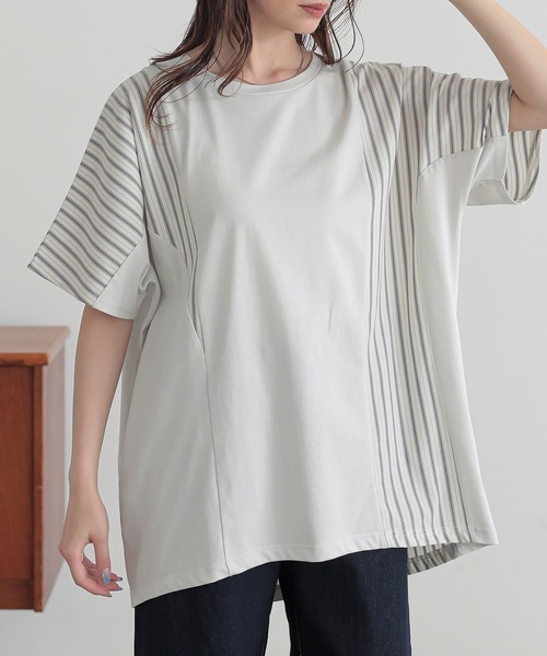 n'OrLABEL(ノアールレーベル)の「異素材切替ドルマンカットソー(Tシャツ/カットソー・レディース・アイボリー/モカ/ネイビー・FREE)」の5枚目の写真