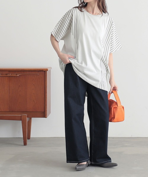 n'OrLABEL(ノアールレーベル)の「異素材切替ドルマンカットソー(Tシャツ/カットソー・レディース・アイボリー/モカ/ネイビー・FREE)」の8枚目の写真