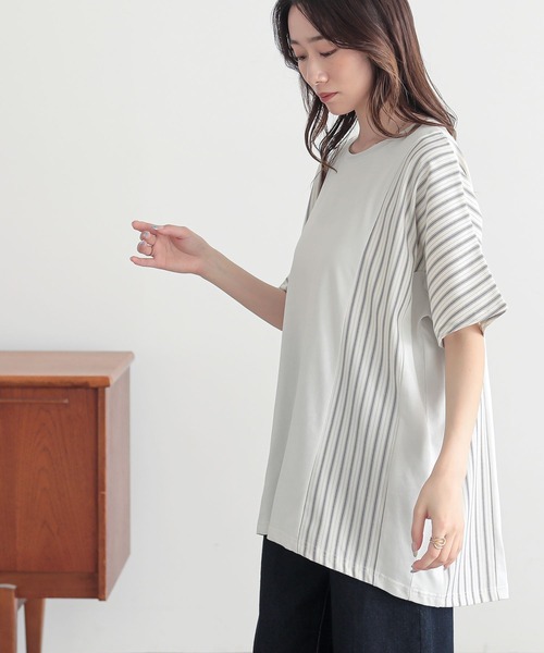 n'OrLABEL(ノアールレーベル)の「異素材切替ドルマンカットソー(Tシャツ/カットソー・レディース・アイボリー/モカ/ネイビー・FREE)」の7枚目の写真