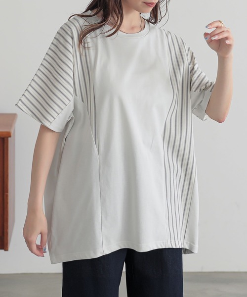 n'OrLABEL(ノアールレーベル)の「異素材切替ドルマンカットソー(Tシャツ/カットソー・レディース・アイボリー/モカ/ネイビー・FREE)」の6枚目の写真