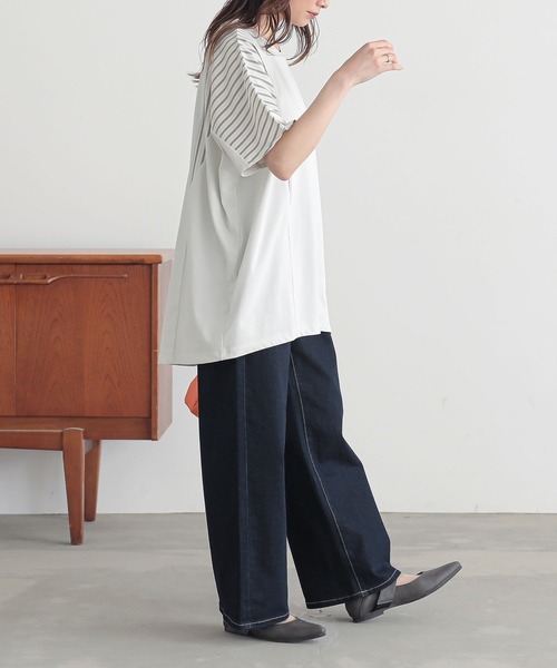n'OrLABEL(ノアールレーベル)の「異素材切替ドルマンカットソー(Tシャツ/カットソー・レディース・アイボリー/モカ/ネイビー・FREE)」の9枚目の写真