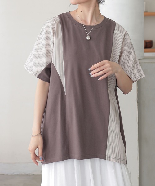 n'OrLABEL(ノアールレーベル)の「異素材切替ドルマンカットソー(Tシャツ/カットソー・レディース・アイボリー/モカ/ネイビー・FREE)」の21枚目の写真