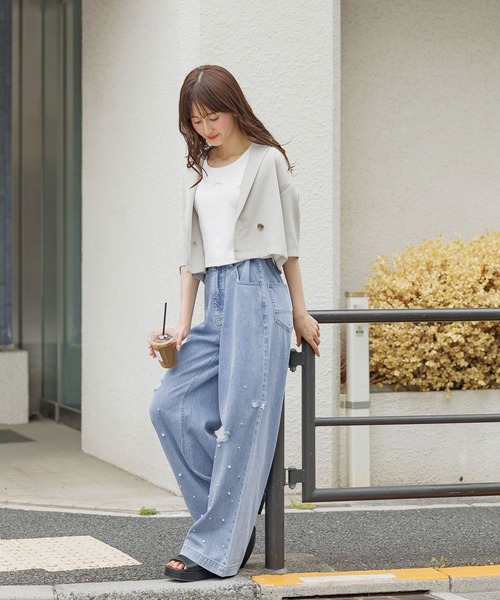 GLOBAL WORK(グローバルワーク)の「GIRLデザインデニム/AND YUA ANY/575225(デニムパンツ・キッズ・ブルー系その他2/ブルー系その他4/ブラック/ブルー系その他/サックスブルー・SMALL/MEDIUM)」の7枚目の写真