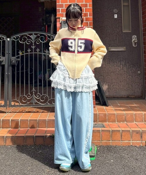 Candy Stripper（キャンディストリッパー）の「SHEER SKIRT LAYERED DENIM パンツ（デニムパンツ・レディース・ライトインディゴブルー/インディゴブルー・FREE）」の14枚目の写真