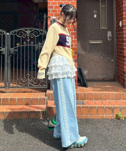 Candy Stripper（キャンディストリッパー）の「SHEER SKIRT LAYERED DENIM パンツ（デニムパンツ・レディース・ライトインディゴブルー/インディゴブルー・FREE）」の15枚目の写真