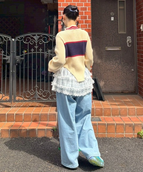 Candy Stripper（キャンディストリッパー）の「SHEER SKIRT LAYERED DENIM パンツ（デニムパンツ・レディース・ライトインディゴブルー/インディゴブルー・FREE）」の16枚目の写真