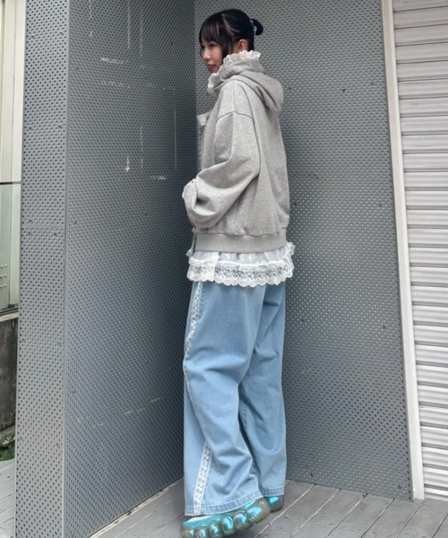 Candy Stripper（キャンディストリッパー）の「SHEER SKIRT LAYERED DENIM パンツ（デニムパンツ・レディース・ライトインディゴブルー/インディゴブルー・FREE）」の20枚目の写真