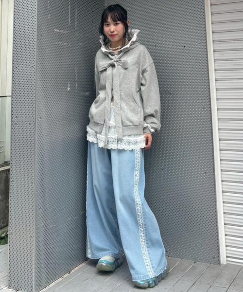 Candy Stripper（キャンディストリッパー）の「SHEER SKIRT LAYERED DENIM パンツ（デニムパンツ・レディース・ライトインディゴブルー/インディゴブルー・FREE）」の19枚目の写真