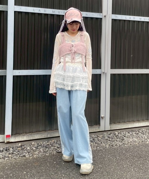 Candy Stripper（キャンディストリッパー）の「SHEER SKIRT LAYERED DENIM パンツ（デニムパンツ・レディース・ライトインディゴブルー/インディゴブルー・FREE）」の22枚目の写真