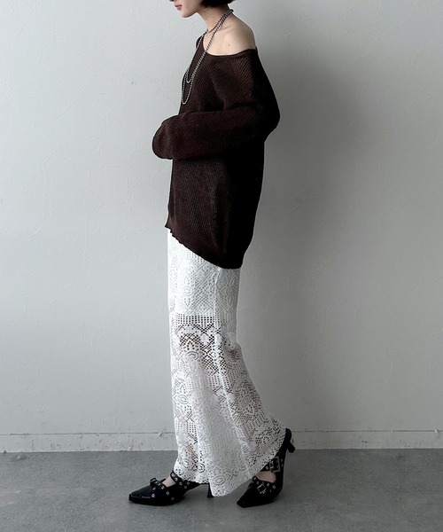 PAGEBOY（ページボーイ）の「レースワイドフレアパンツ（その他パンツ・レディース・ホワイト/ブラック・FREE）」の5枚目の写真