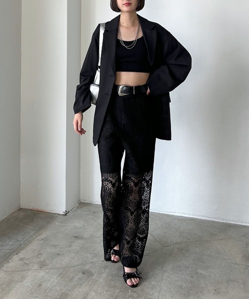 PAGEBOY（ページボーイ）の「レースワイドフレアパンツ（その他パンツ・レディース・ホワイト/ブラック・FREE）」の9枚目の写真