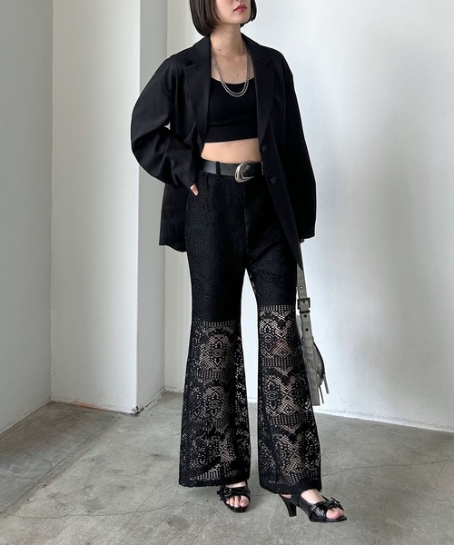 PAGEBOY（ページボーイ）の「レースワイドフレアパンツ（その他パンツ・レディース・ホワイト/ブラック・FREE）」の10枚目の写真