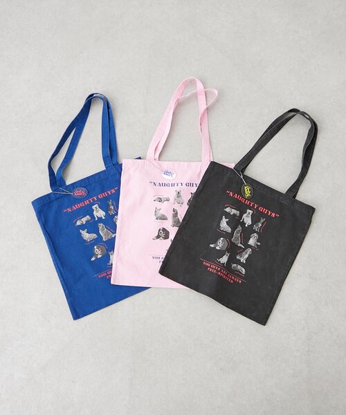 SOUNDSGOOOOD（サウンズグッド）の「【SOUNDSGOOOOD】犬プリントチャーム付きトートバッグ（トートバッグ・レディース・ピンク/ブルー/ブラック/オレンジ/パープル/グリーン/ブラウン・ONE SIZE）」の14枚目の写真