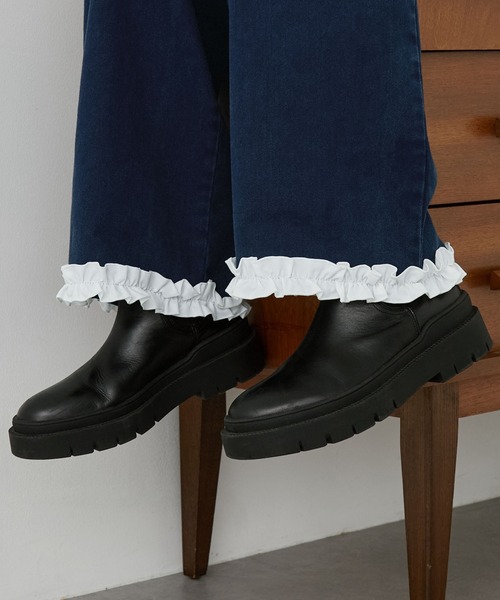 nui nullu（ヌイヌル）の「【nui nullu】ヴィンテージライクフリルデザインワイドデニムパンツ（デニムパンツ・レディース・ブラウン/ブラック/ブルー・L/M/S）」の9枚目の写真