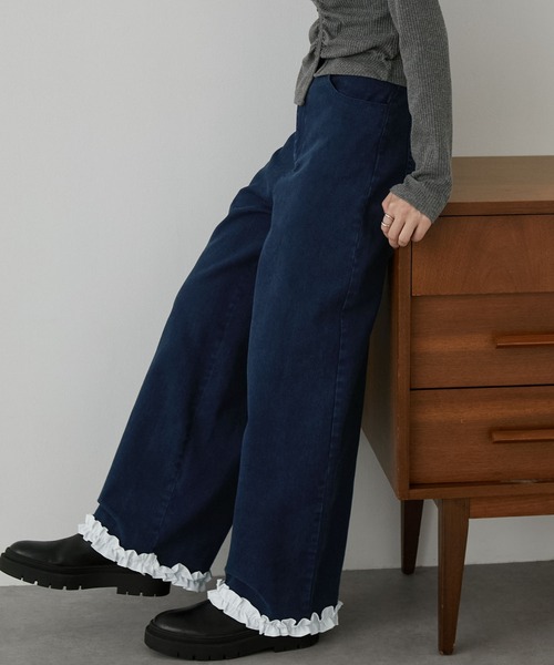 nui nullu（ヌイヌル）の「【nui nullu】ヴィンテージライクフリルデザインワイドデニムパンツ（デニムパンツ・レディース・ブラウン/ブラック/ブルー・L/M/S）」の13枚目の写真