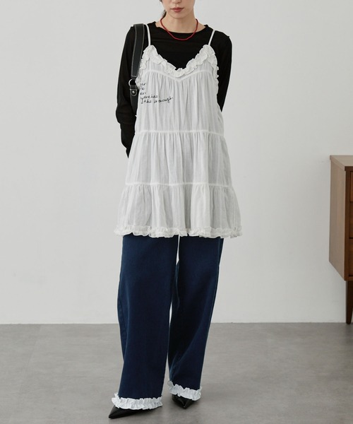 nui nullu（ヌイヌル）の「【nui nullu】ヴィンテージライクフリルデザインワイドデニムパンツ（デニムパンツ・レディース・ブラウン/ブラック/ブルー・L/M/S）」の18枚目の写真