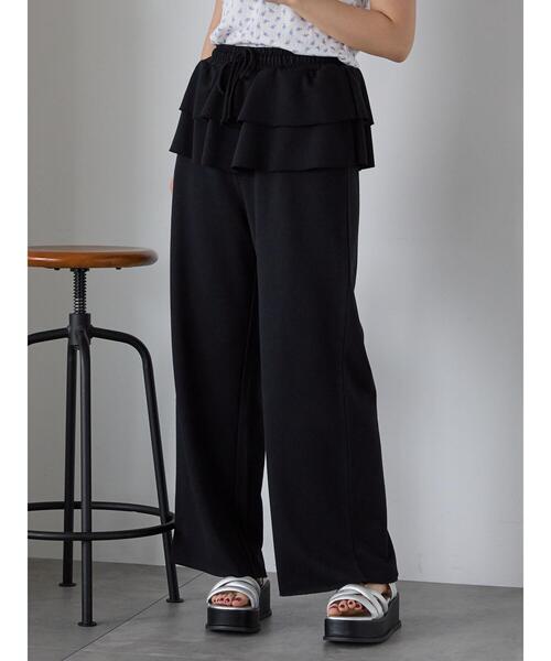 ehka sopo（エヘカソポ）の「フリル付きスウェットパンツ（スウェットパンツ・レディース・グレー/ブラック/キナリ・F）」の2枚目の写真