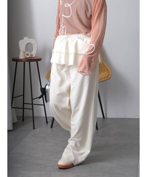 ehka sopo（エヘカソポ）の「フリル付きスウェットパンツ（スウェットパンツ・レディース・グレー/ブラック/キナリ・F）」の7枚目の写真