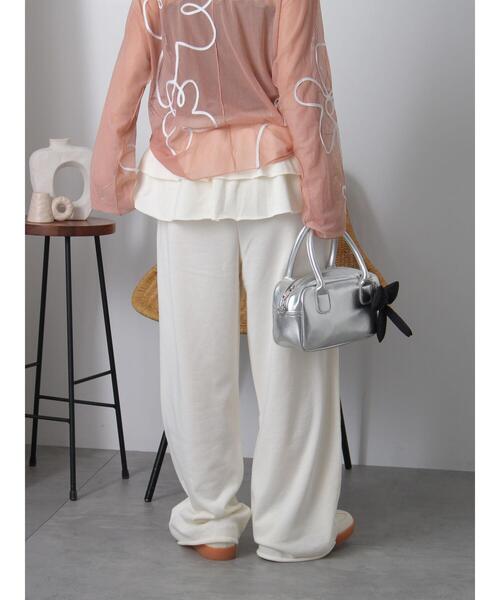 ehka sopo（エヘカソポ）の「フリル付きスウェットパンツ（スウェットパンツ・レディース・グレー/ブラック/キナリ・F）」の8枚目の写真