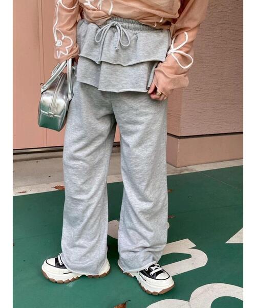 ehka sopo（エヘカソポ）の「フリル付きスウェットパンツ（スウェットパンツ・レディース・グレー/ブラック/キナリ・F）」の17枚目の写真